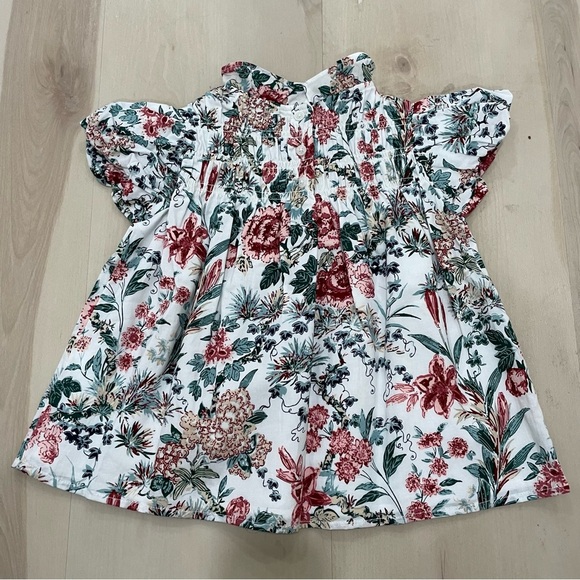 Janie and Jack Girl’s Size 3 The Olivia Smocked Top Short Bubble Sleeves Floral - Picture 11 of 13